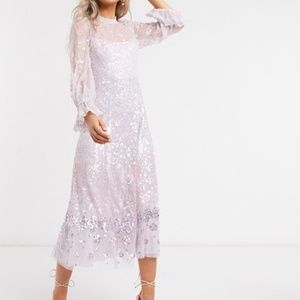 Needle & Thread embellished midaxi dress with flut